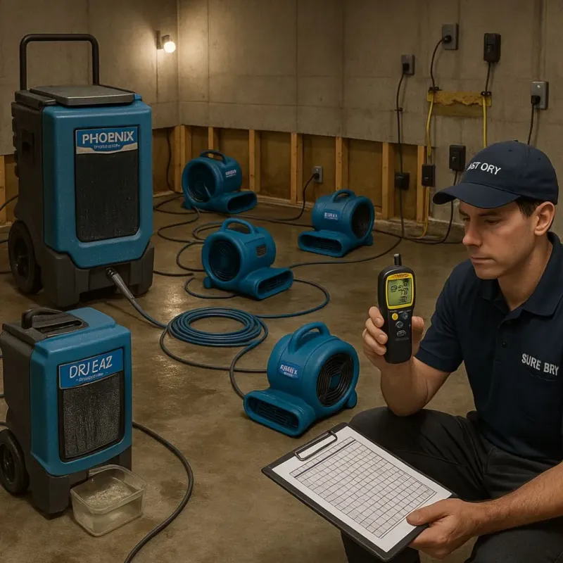 Structural Drying and Dehumidification process in West Glendive, MT